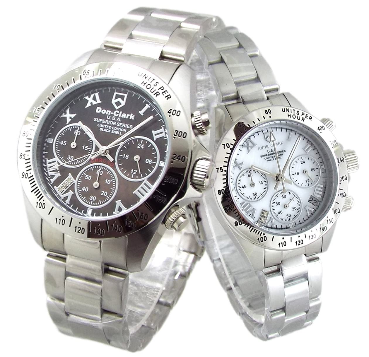 Парные часы Don Clark Limited Edition Lucky Seven Diamond Chronograph Couple Watch Циферблат из натурального перламутра 2060-11S-1034-09S чёрный
Парные часы Don Clark Limited Edition Lucky Seven Diamond Chronograph Couple Watch Циферблат из натурального перламутра 2060-11S-1034-09S чёрный