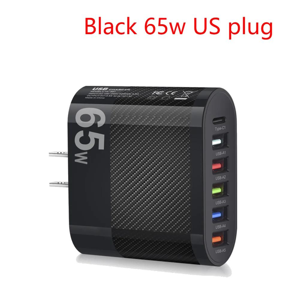 65W Phone Fast Charger 6 Ports USB Type-C 5V/3.5A EU/US Plug Lightweight Home Travel Charging Head for iPhone 14 13 12 Huawei Black 65w US plug
65W Phone Fast Charger 6 Ports USB Type-C 5V/3.5A EU/US Plug Lightweight Home Travel Charging Head for iPhone 14 13 12 Huawei Black 65w US plug