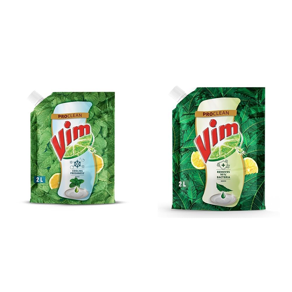 Vim Dishwash Anti Smell Liquid, Pudina, 2 Ltr&Vim Dishwash Anti Bac Liquid, Neem, 2 Ltr
Vim Dishwash Anti Smell Liquid, Pudina, 2 Ltr&Vim Dishwash Anti Bac Liquid, Neem, 2 Ltr