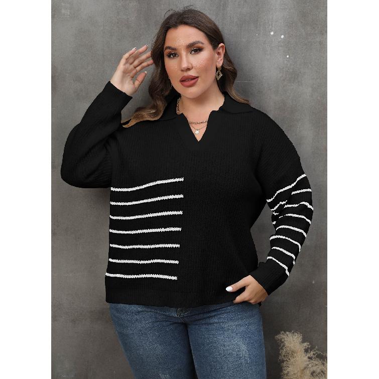 Women s Oversized Color-Blocked Striped Polo Neck Knitted Sweater L чорний
Women s Oversized Color-Blocked Striped Polo Neck Knitted Sweater L чорний