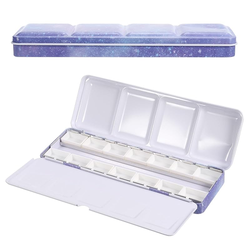 PATIKIL empty watercolor palette 14 full pan metal watercolor tins Travel gouache/oil painting paint box with lid blue 14 well
PATIKIL empty watercolor palette 14 full pan metal watercolor tins Travel gouache/oil painting paint box with lid blue 14 well