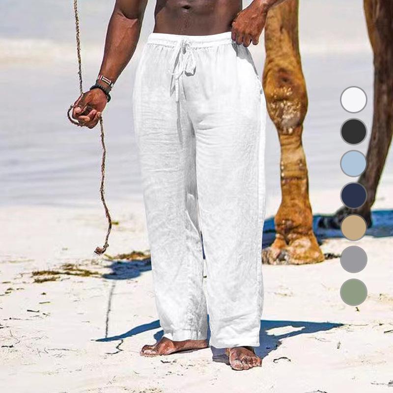 European and American summer men s straight breathable cotton and linen loose casual sports trousers S
European and American summer men s straight breathable cotton and linen loose casual sports trousers S