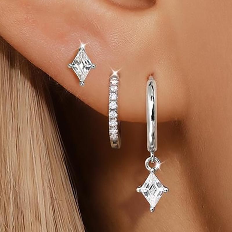 Set of 3 Geometric Rhinestone Earrings for Daily Wear серебряный
Set of 3 Geometric Rhinestone Earrings for Daily Wear серебряный