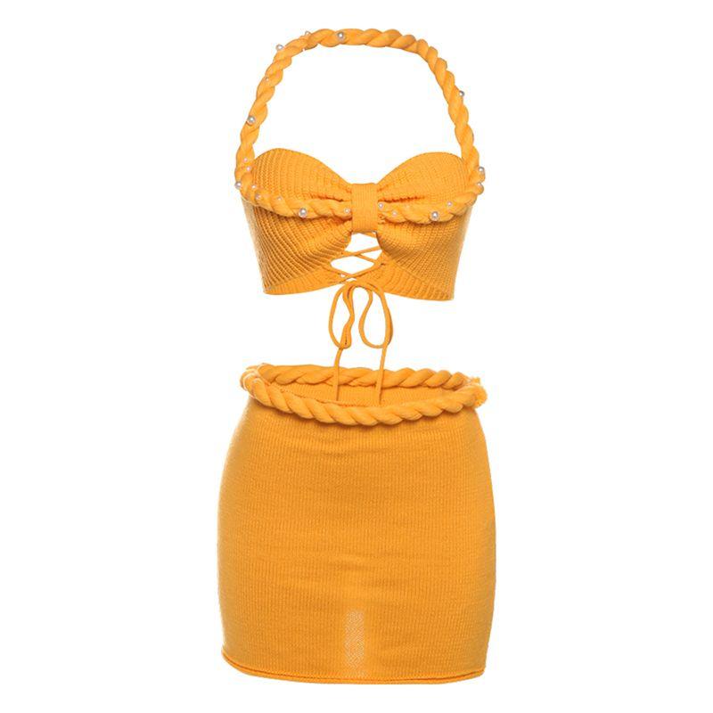 # Sisjuly# Dopamine Summer Vacation Pearl Embellishment Knitting Halter Spaghetti Straps High Waist Bodycon Dress Suit Female Yellow S
# Sisjuly# Dopamine Summer Vacation Pearl Embellishment Knitting Halter Spaghetti Straps High Waist Bodycon Dress Suit Female Yellow S