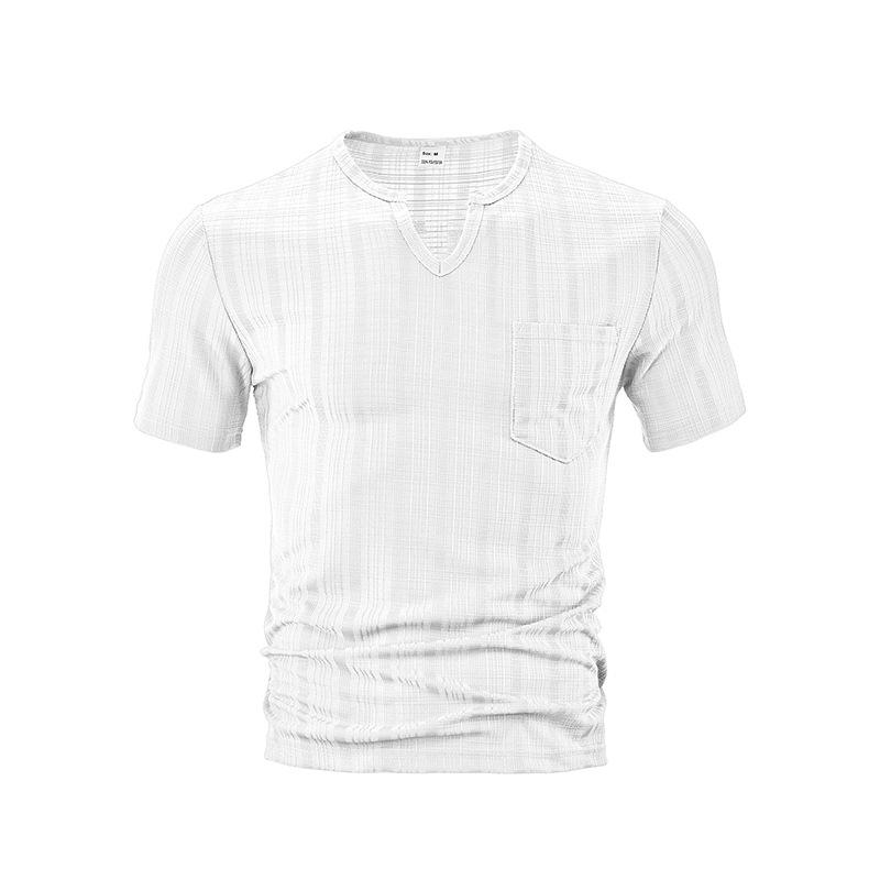 Men s White Textured Notch Neck T Shirt, Casual Short Sleeve Top with Chest Pocket, Breathable Fabric for Summer S
Men s White Textured Notch Neck T Shirt, Casual Short Sleeve Top with Chest Pocket, Breathable Fabric for Summer S