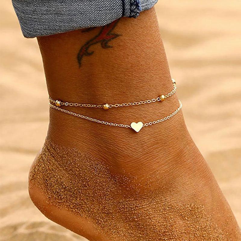 Double-Layer Heart Pendant Anklet with Single-Layer Bead Chain for Women - Summer Beach Foot Jewelry
Double-Layer Heart Pendant Anklet with Single-Layer Bead Chain for Women - Summer Beach Foot Jewelry