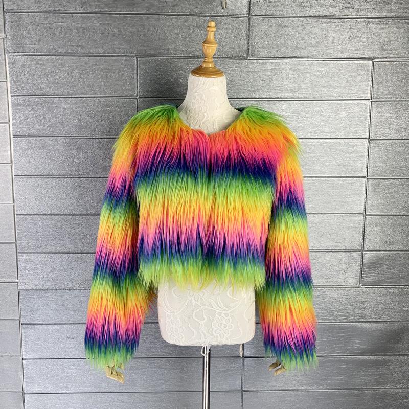 Women s Short Coat: Four-Color Rainbow Faux Mink Fur and Goat Wool Blend, Long-Haired, Autumn/Winter Fashion Large
Women s Short Coat: Four-Color Rainbow Faux Mink Fur and Goat Wool Blend, Long-Haired, Autumn/Winter Fashion Large
