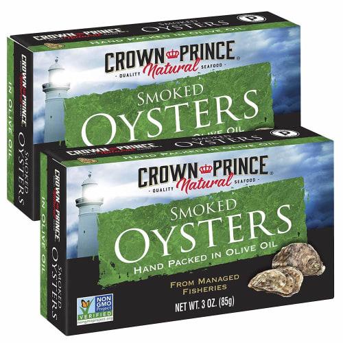 Crown Prince Smoked Oysters, Hand Packed in Olive Oil. 2 x 85g cans of smoked oysters, hand packed in olive oil. Ships directly from overseas.
Crown Prince Smoked Oysters, Hand Packed in Olive Oil. 2 x 85g cans of smoked oysters, hand packed in olive oil. Ships directly from overseas.
