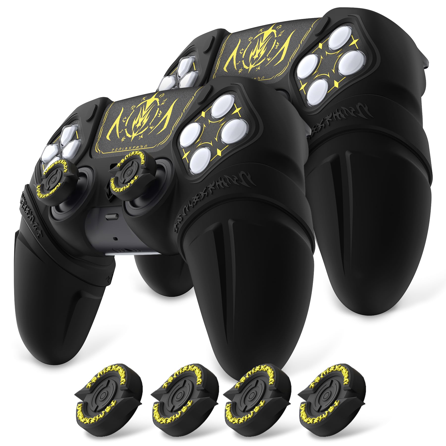 PlayVital 2 Set Runes Edition Silicone cover for comes with thumb grip touchpad sticker and cross key compatible with ps5 genuine charging stand with чорний
PlayVital 2 Set Runes Edition Silicone cover for comes with thumb grip touchpad sticker and cross key compatible with ps5 genuine charging stand with чорний
