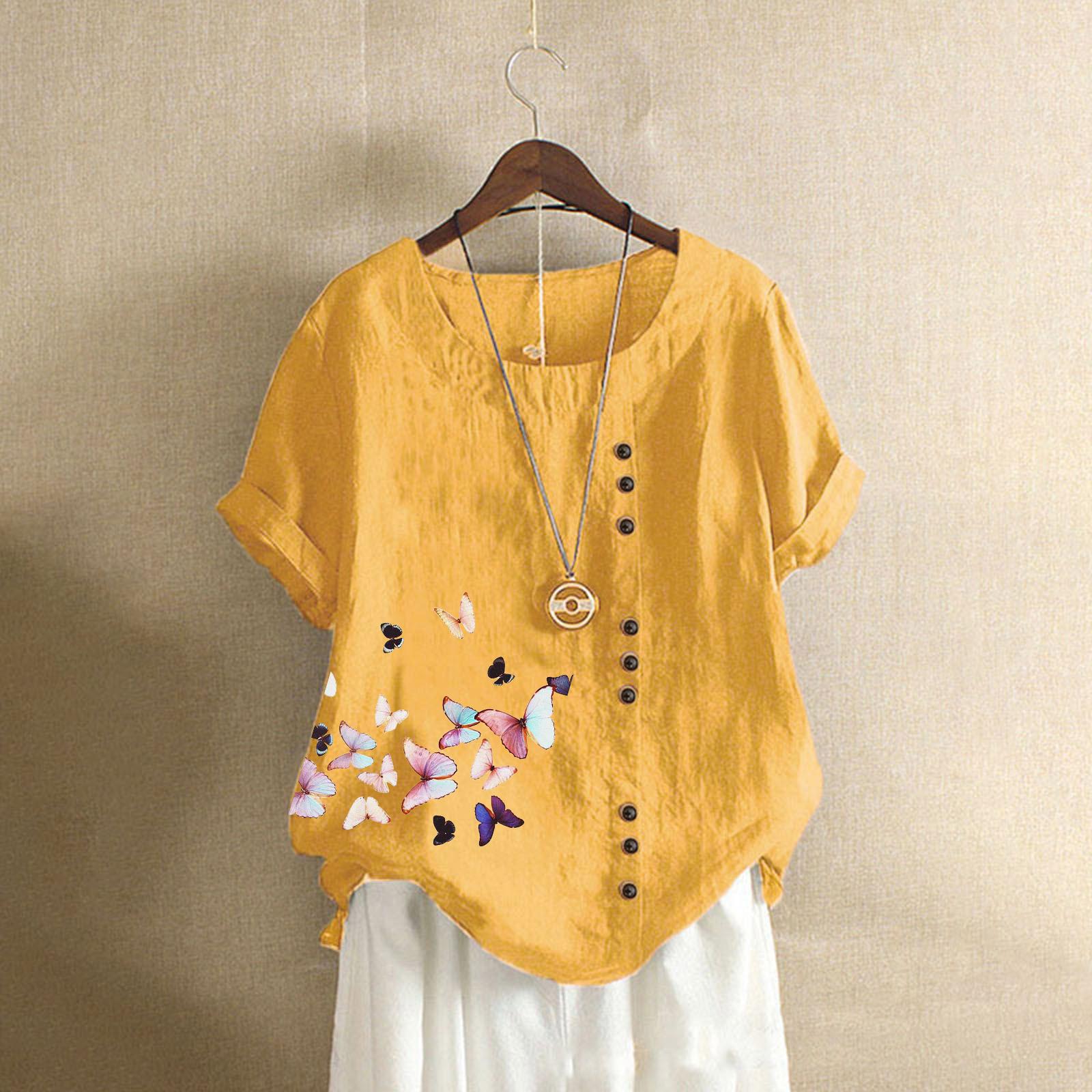 Женская мода повседневная льняная рубашка с круглым вырезом футболка с коротким рукавом свободная блузка 5XL
Женская мода повседневная льняная рубашка с круглым вырезом футболка с коротким рукавом свободная блузка 5XL