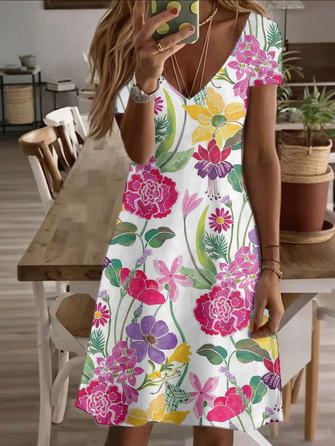 Vneck shortsleeve midi dress floral design women’s dress colorful flower pattern 3D highquality print durable casual and fashionable style for sum 9XL дубильна кора
Vneck shortsleeve midi dress floral design women’s dress colorful flower pattern 3D highquality print durable casual and fashionable style for sum 9XL дубильна кора