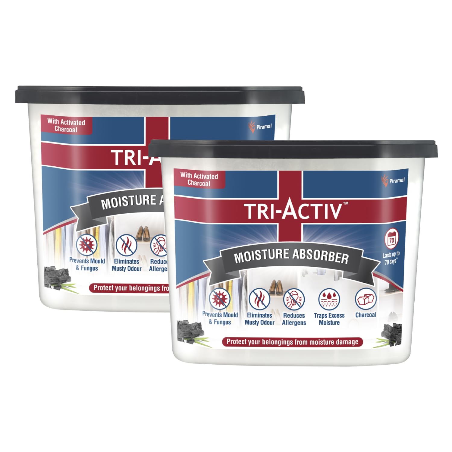 Tri-Activ Moisture Absorber Pack of 2 600ml Each Dehumidifier for Wardrobe Toilet Car Charcoal
Tri-Activ Moisture Absorber Pack of 2 600ml Each Dehumidifier for Wardrobe Toilet Car Charcoal