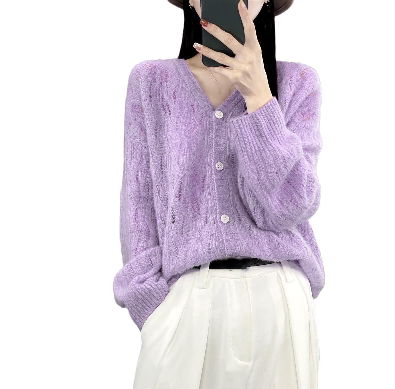 Женский однобортный трикотажный кардиган с V-образным вырезом и однотонным цветным узором S фиолетовый
Женский однобортный трикотажный кардиган с V-образным вырезом и однотонным цветным узором S фиолетовый