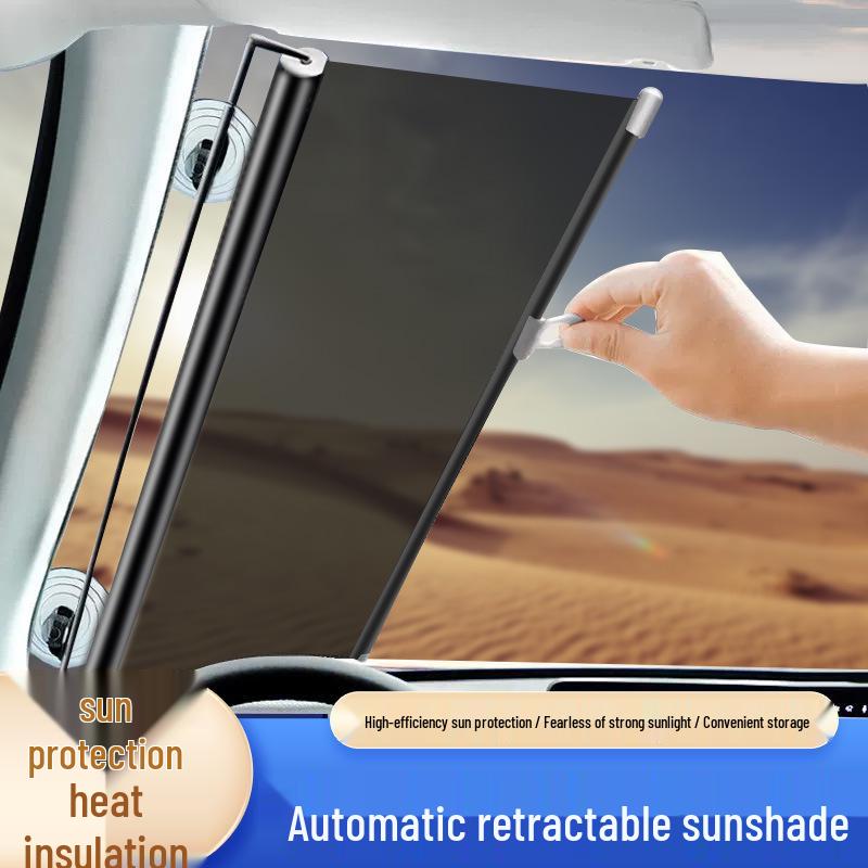 Automatic Retractable Car Sunshade for Front Windshield: Sun Protection, Heat Insulation, and Visor Curtain. 40x60 cm Black
Automatic Retractable Car Sunshade for Front Windshield: Sun Protection, Heat Insulation, and Visor Curtain. 40x60 cm Black