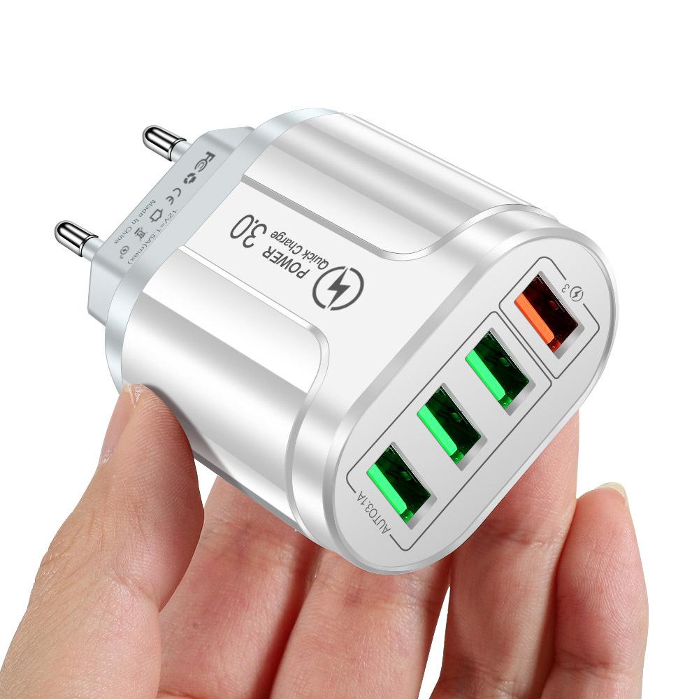 48W Fast Chargers EU/US Plug 4 Ports USB Charger Quick Charge Mobile Phone Charger Wall Travel Adapter For iPhone Samsung Xiaomi
48W Fast Chargers EU/US Plug 4 Ports USB Charger Quick Charge Mobile Phone Charger Wall Travel Adapter For iPhone Samsung Xiaomi