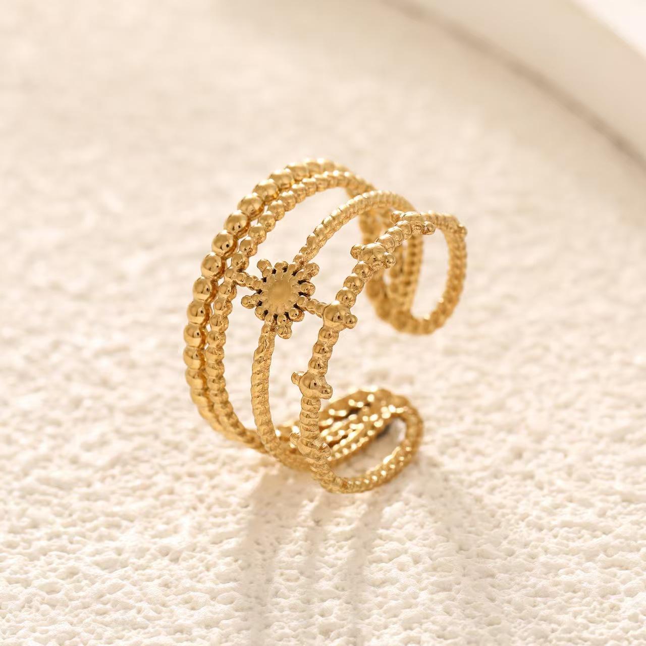 Sun Multi-Layer Ring Stainless Steel Gold Color Women Trendy Open Rings Geometric Zircon Birthday Gift Wholesale resizable
Sun Multi-Layer Ring Stainless Steel Gold Color Women Trendy Open Rings Geometric Zircon Birthday Gift Wholesale resizable