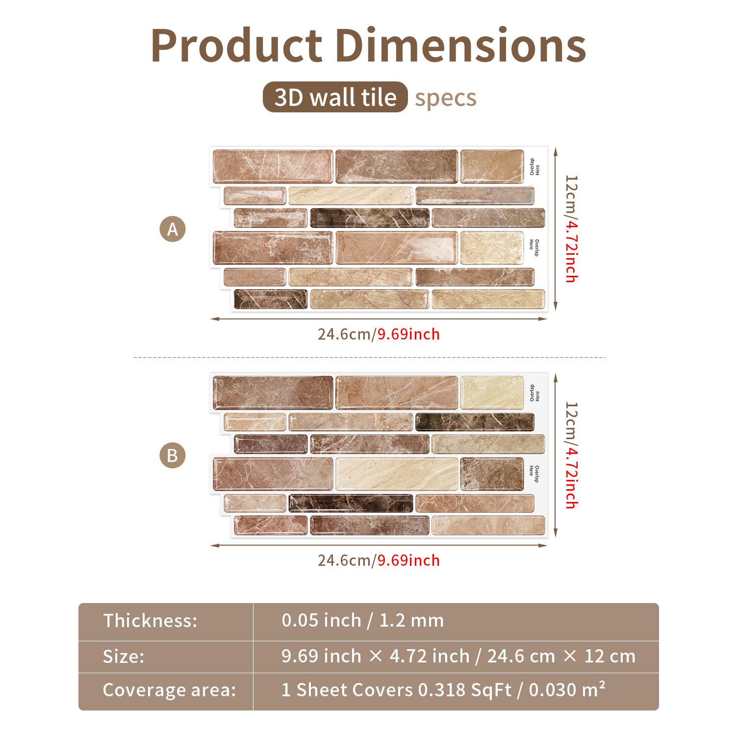 Meiji 3D Waterproof Self-Adhesive Wall Sticker for Kitchen and Bathroom Renovation 24.6x12 cm, 1 pc
Meiji 3D Waterproof Self-Adhesive Wall Sticker for Kitchen and Bathroom Renovation 24.6x12 cm, 1 pc