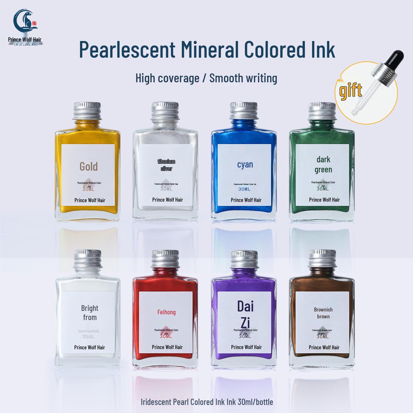 Pearlescent Gold Calligraphy Ink for Script Practice - Iridescent & Colored Inks Iridescent Silver 30ml (with Dropper)
Pearlescent Gold Calligraphy Ink for Script Practice - Iridescent & Colored Inks Iridescent Silver 30ml (with Dropper)