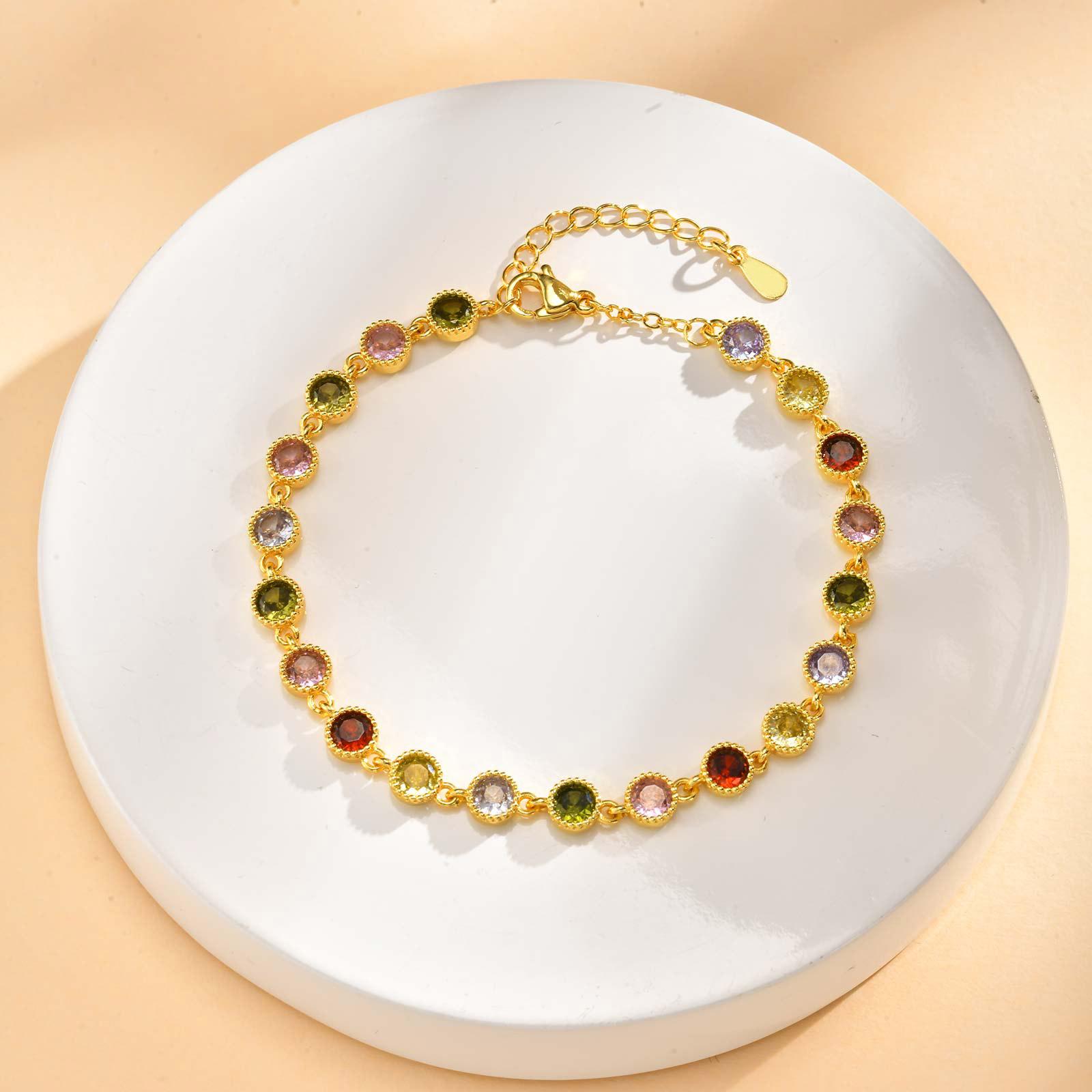 Luxury Colored Round Zircon Bracelet for Women,Gold Plated Zircon Chain Bracelets,Dainty Charm Jewelry Gift
Luxury Colored Round Zircon Bracelet for Women,Gold Plated Zircon Chain Bracelets,Dainty Charm Jewelry Gift