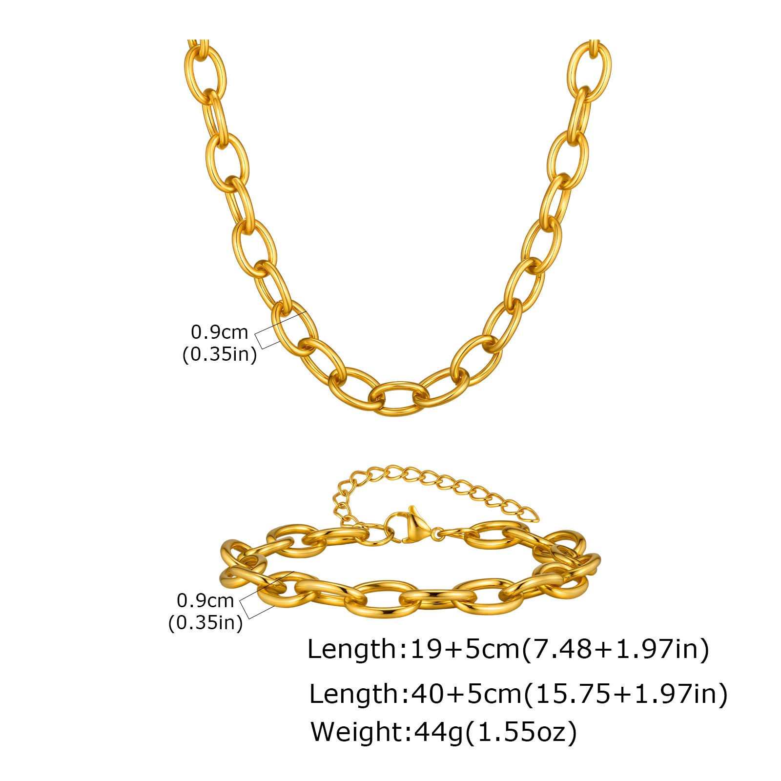 Gold Plated Stainless Steel Necklace Braceelt Set for Women, Minimalist Chunky Chain Oval Link, Adjustable Necklace Set Jewelry
Gold Plated Stainless Steel Necklace Braceelt Set for Women, Minimalist Chunky Chain Oval Link, Adjustable Necklace Set Jewelry
