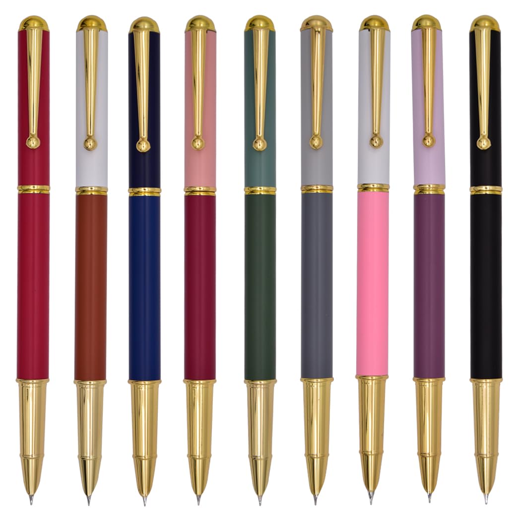 Ranvi Классические металлические подарочные перьевые ручки с золотой отделкой, со сверхтонким пером, 9 ручек, конвертер, перо,