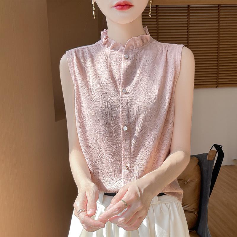 Women s Sleeveless Ruffle Collar Top - French Style Summer 2025 Lace T-shirt Double Extra Large
Women s Sleeveless Ruffle Collar Top - French Style Summer 2025 Lace T-shirt Double Extra Large