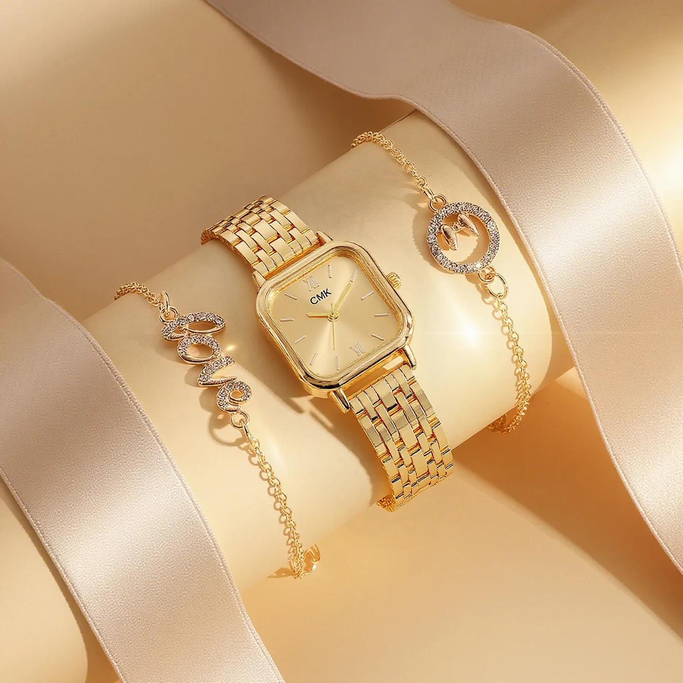 Fashionable compact and light luxury small square dial alloy strap women s quartz watch diamond bracelet 3 piece set, suitable f золотой
Fashionable compact and light luxury small square dial alloy strap women s quartz watch diamond bracelet 3 piece set, suitable f золотой