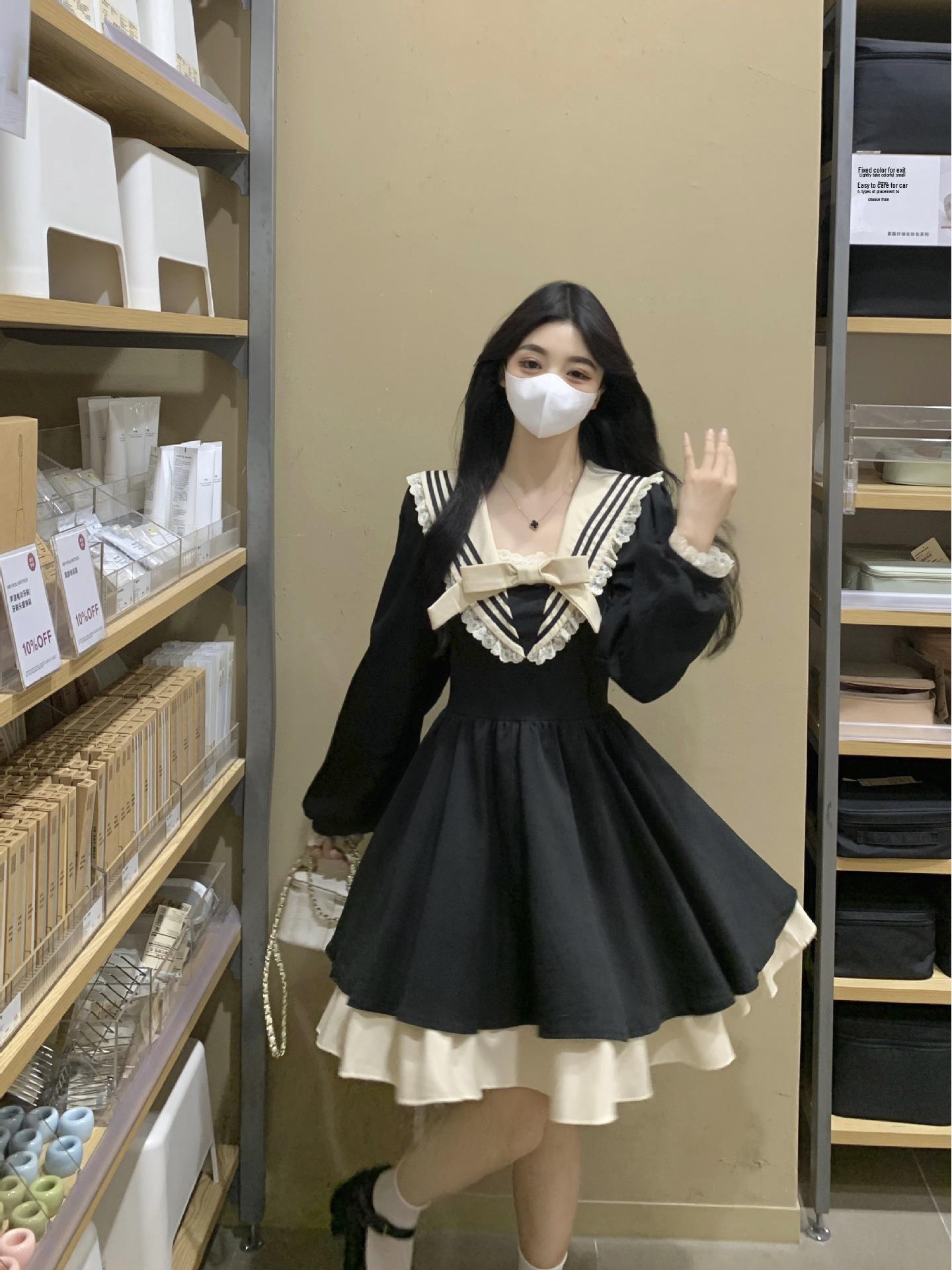 Women s Plus Size Black Lolita Dress with Sailor Collar and Long Sleeves for Autumn/Winter M чёрный
Women s Plus Size Black Lolita Dress with Sailor Collar and Long Sleeves for Autumn/Winter M чёрный