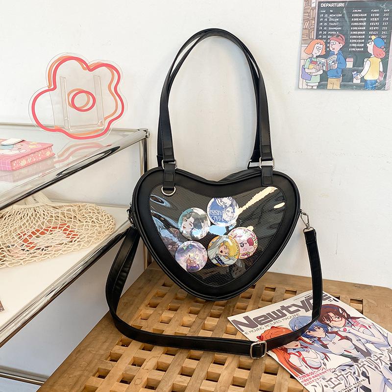 Сумка через плечо в форме сердца Лолита JK Униформа – Милая, Маленькая вместимость для девочек Without Badge чёрный