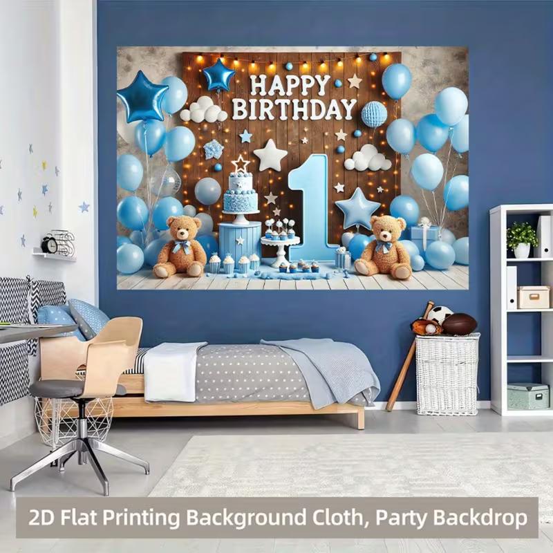 2D Flat Print Blue Teddy Bear 1st Birthday Tapestry Party Background Cloth 47.2x31.5inch/120*80cm
2D Flat Print Blue Teddy Bear 1st Birthday Tapestry Party Background Cloth 47.2x31.5inch/120*80cm