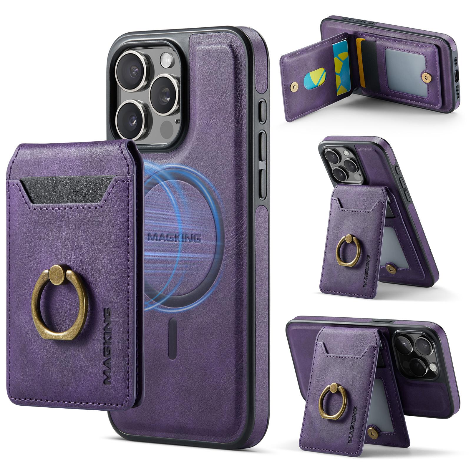 MAGKING K1 Series For iPhone 16 Pro Max Magnetic Case PC+TPU+PU Phone Cover with Card Holder Kickstand Purple
MAGKING K1 Series For iPhone 16 Pro Max Magnetic Case PC+TPU+PU Phone Cover with Card Holder Kickstand Purple