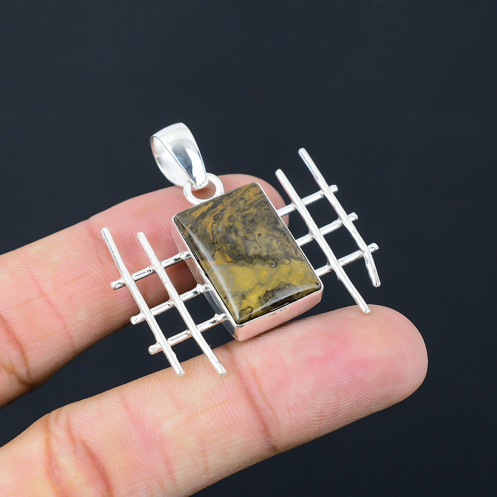 Rectangle Wood Jasper Gemstone Wedding Daughter Boho Pendant 925 Sterling Silver
Rectangle Wood Jasper Gemstone Wedding Daughter Boho Pendant 925 Sterling Silver