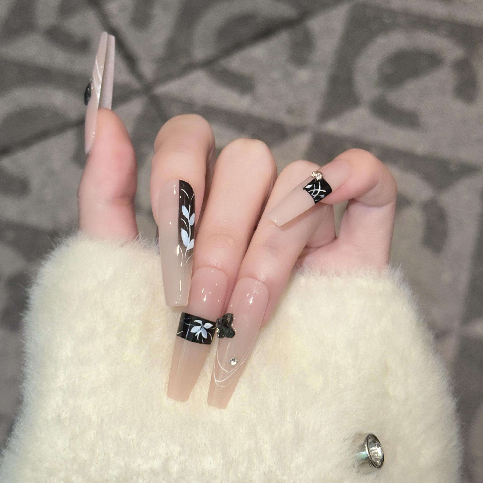 Thin Dog Elegant Handmade Ladder-Style Long Nude False Nails with Crushed Diamond. Reusable and Hand-Painted. Large L
Thin Dog Elegant Handmade Ladder-Style Long Nude False Nails with Crushed Diamond. Reusable and Hand-Painted. Large L