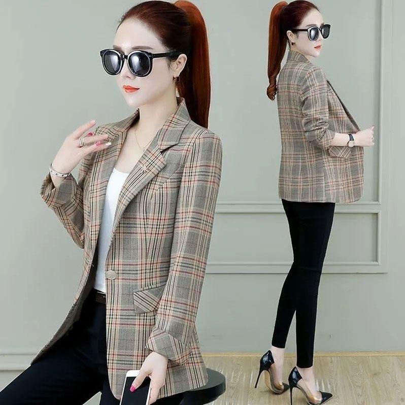 Осенние женские клетчатые пиджаки и куртки для офиса, женский костюм, тонкий однобортный деловой женский пиджак, пальто, женская повседневная куртка XL
Осенние женские клетчатые пиджаки и куртки для офиса, женский костюм, тонкий однобортный деловой женский пиджак, пальто, женская повседневная куртка XL