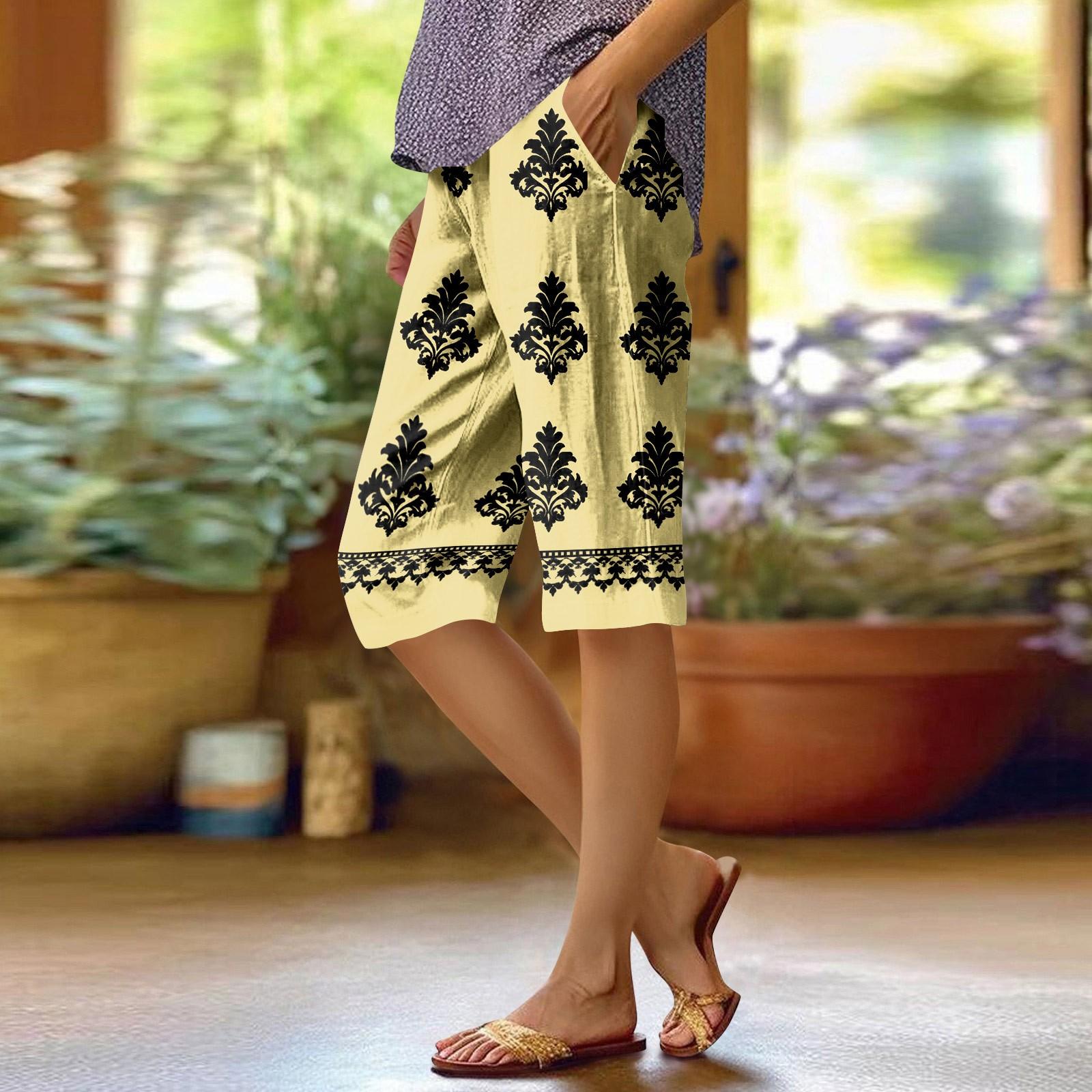 Женские модные повседневные брюки 5/10 с напечатанным карманом и эластичной талией XL жёлтый
Женские модные повседневные брюки 5/10 с напечатанным карманом и эластичной талией XL жёлтый