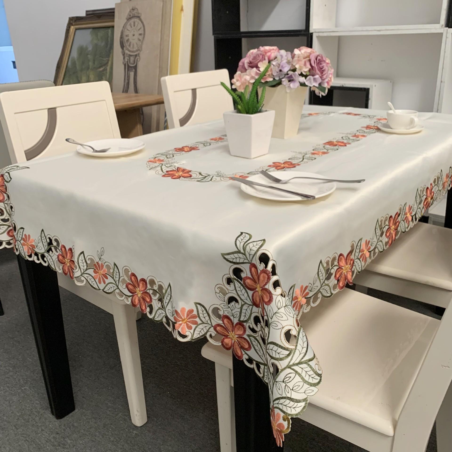 European Pastoral Embroidery Tablecloth Polyester Embroidery Fabric Orange Flower Dining Table Mat Coffee Table Tablecloth 88x150cm
European Pastoral Embroidery Tablecloth Polyester Embroidery Fabric Orange Flower Dining Table Mat Coffee Table Tablecloth 88x150cm