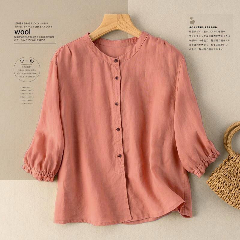 Женская хлопково-льняная рубашка в стиле ретро с круглым вырезом, однобортный кардиган, топы, элегантная однотонная свободная повседневная блузка
Женская хлопково-льняная рубашка в стиле ретро с круглым вырезом, однобортный кардиган, топы, элегантная однотонная свободная повседневная блузка