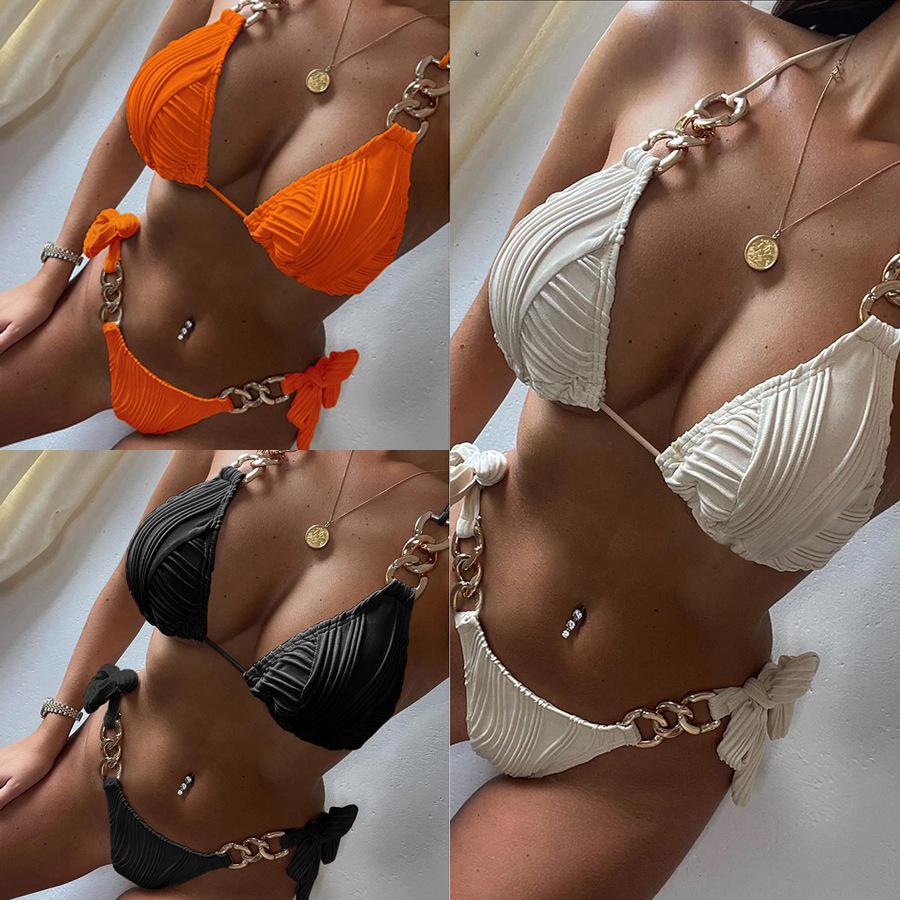 2024 Women s European & American High Waist Bikini with Chain Triangle Cup Large чорний
2024 Women s European & American High Waist Bikini with Chain Triangle Cup Large чорний