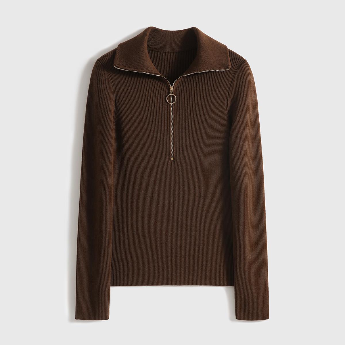 Новый осенне-зимний стиль Пряжа Янцзы Трикотажный топ из шерсти на молнии M