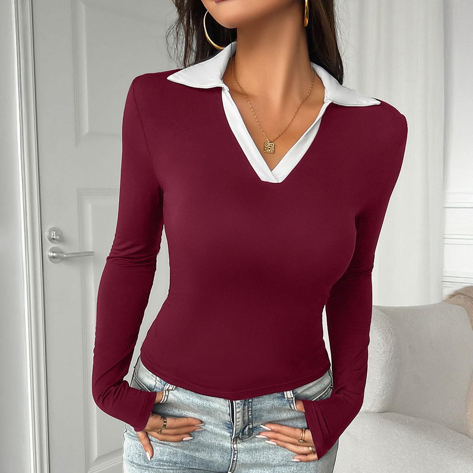 Женский свободный повседневный топ с цветными блоками и длинными рукавами, облегающий топ с V-образным вырезом XL винный
Женский свободный повседневный топ с цветными блоками и длинными рукавами, облегающий топ с V-образным вырезом XL винный