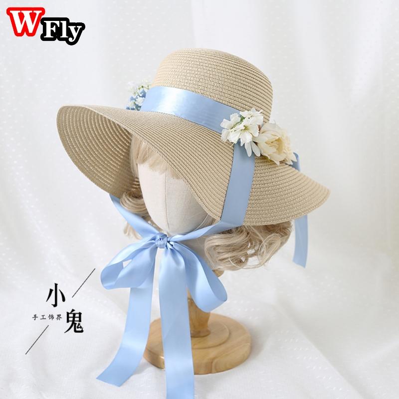 Japanese Harajuku Women Girls Straw Sun Hat Sweet Lolita Lace Flower Bandage Bowknot Wide Brim Elegant Cosplay Straw hats one size
Japanese Harajuku Women Girls Straw Sun Hat Sweet Lolita Lace Flower Bandage Bowknot Wide Brim Elegant Cosplay Straw hats one size