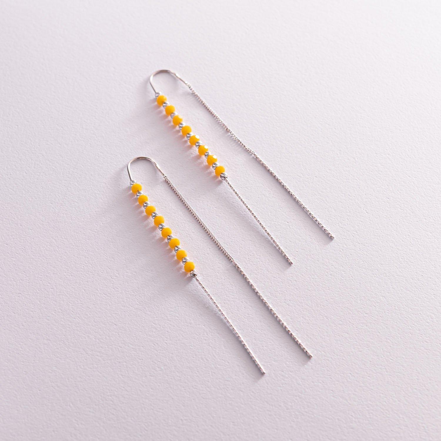 Срібні сережки - протяжки з жовтим камінням Oniks срібний
Срібні сережки - протяжки з жовтим камінням Oniks срібний