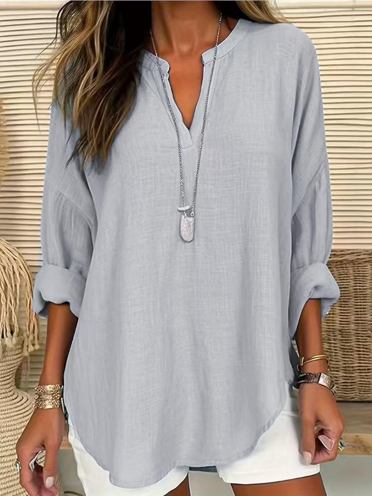2026 Spring/summer New Large Size Female V-neck Solid Color Long-sleeved Shirt Elegant Ladies Blouse 2XL сірий
2026 Spring/summer New Large Size Female V-neck Solid Color Long-sleeved Shirt Elegant Ladies Blouse 2XL сірий