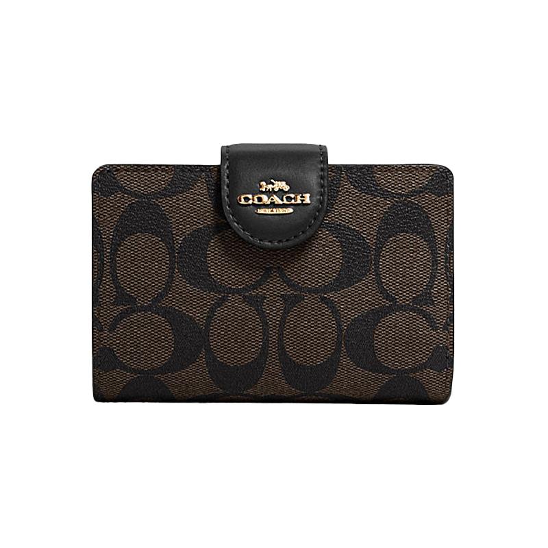 COACH Corner Zip presbyopic zipper canvas with leather wrist bag clutch bag mahjong bag wallet medium size women s dark brown black чорний
COACH Corner Zip presbyopic zipper canvas with leather wrist bag clutch bag mahjong bag wallet medium size women s dark brown black чорний