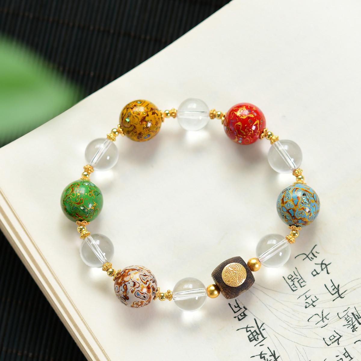 Chinese Style White Crystal Bracelet with Colorful 925 Silver Lacquer Beads 10mm
Chinese Style White Crystal Bracelet with Colorful 925 Silver Lacquer Beads 10mm