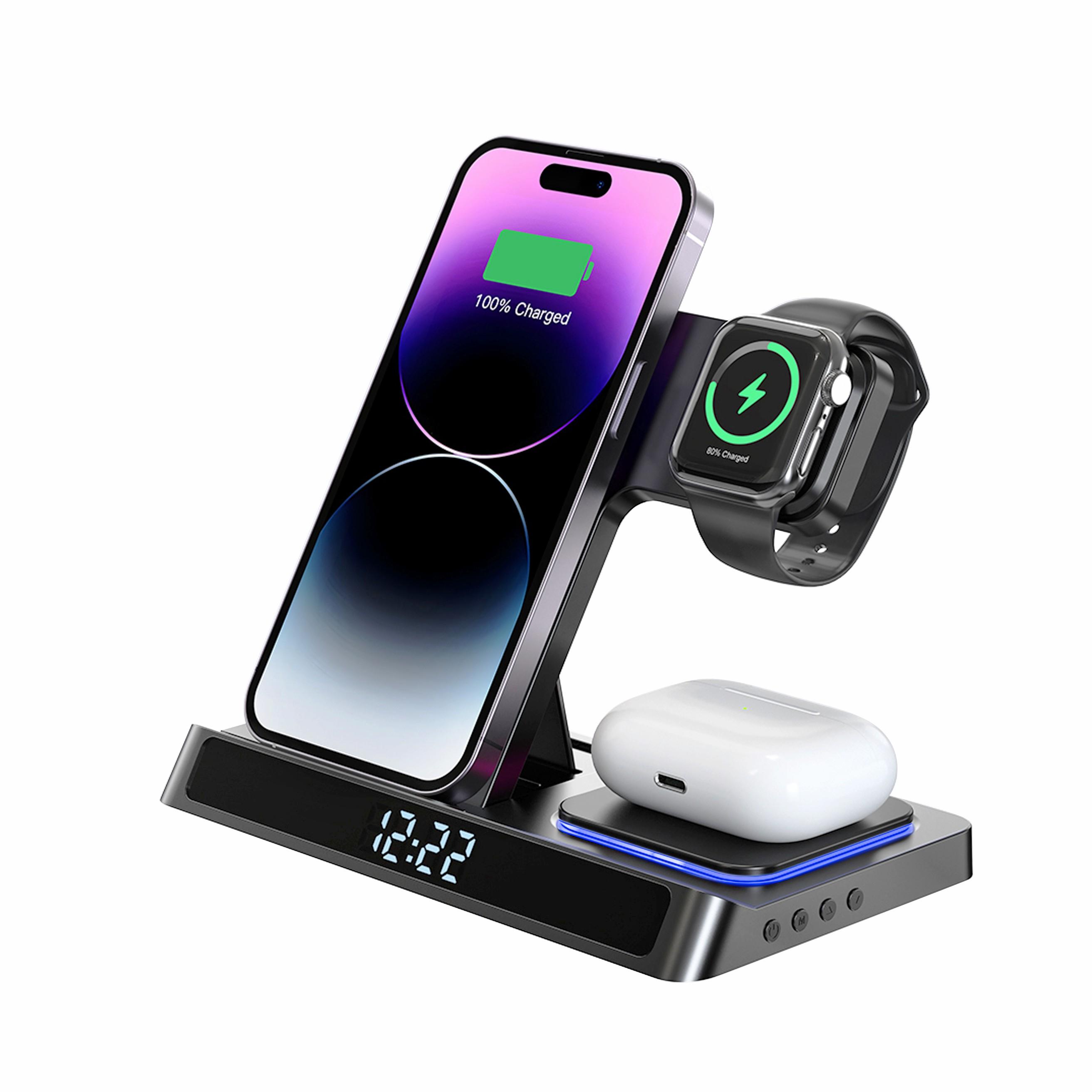 WIWU Wi-W006 Foldable Wireless Charger Phone Watch Earphone Charging Stand with Night Light and Digital Clock
WIWU Wi-W006 Foldable Wireless Charger Phone Watch Earphone Charging Stand with Night Light and Digital Clock