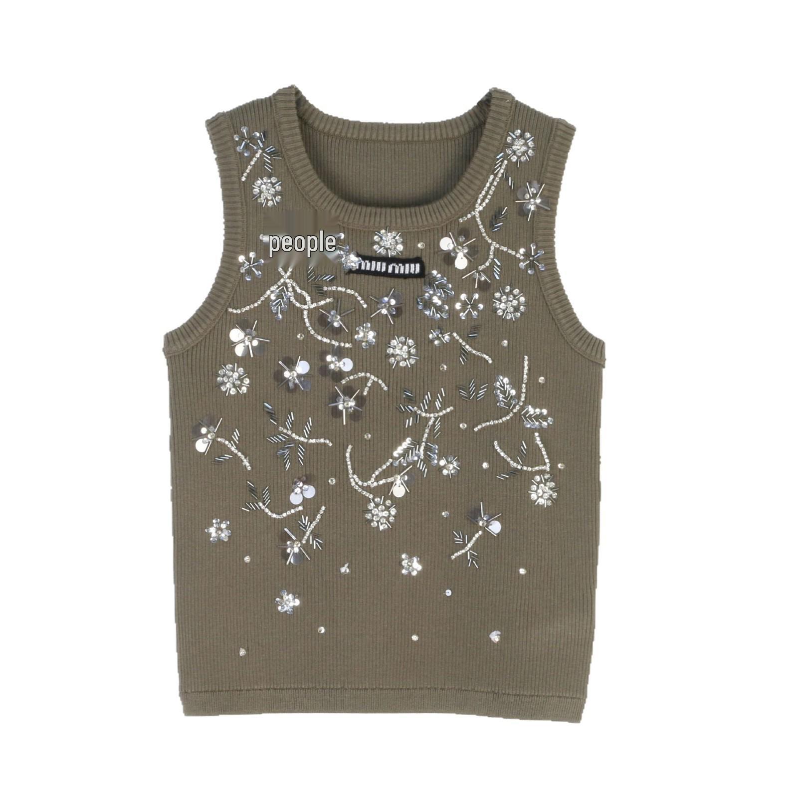 Вязаный жилет без рукавов из жаккарда с бисером в корейском стиле - Приталенный пуловер M
Вязаный жилет без рукавов из жаккарда с бисером в корейском стиле - Приталенный пуловер M