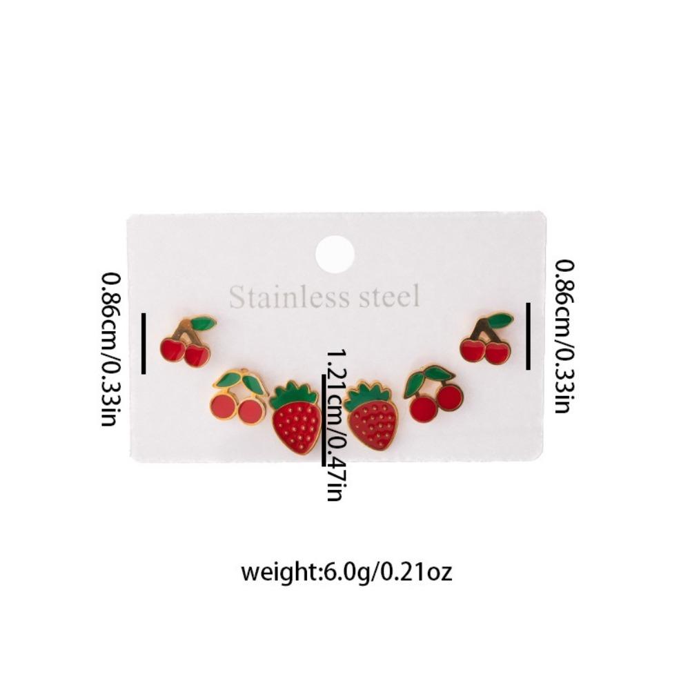 6 шт. Серьги из нержавеющей стали с вишней и клубникой, красные серьги, модные серьги-пусеты, женские A
6 шт. Серьги из нержавеющей стали с вишней и клубникой, красные серьги, модные серьги-пусеты, женские A