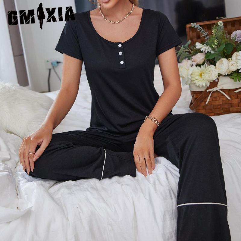 GMXIA Женский домашний костюм Весна Лето Короткий рукав Длинные брюки Пижама из двух частей XL чёрный
GMXIA Женский домашний костюм Весна Лето Короткий рукав Длинные брюки Пижама из двух частей XL чёрный