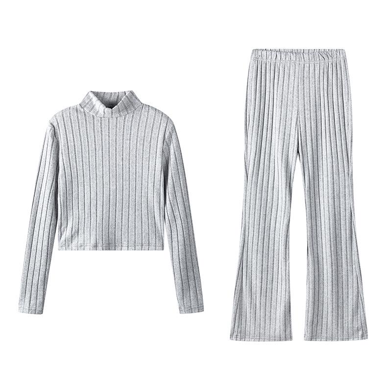 Autumn European-American Knit Long Sleeve Stripe High Neck Top & Pants Two-Piece Set Medium серый
Autumn European-American Knit Long Sleeve Stripe High Neck Top & Pants Two-Piece Set Medium серый